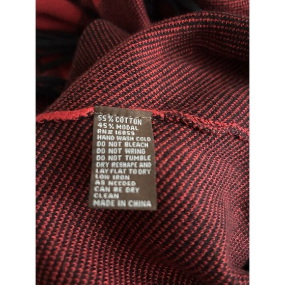 J.McLaughlin Shawl Poncho Red Black Soft Sweater Fridge Mock Turtleneck One Size - Picture 5 of 6